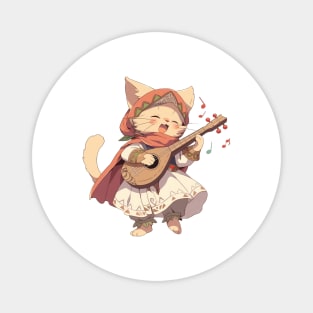 Cute Singing Bard Cat Hero Magnet